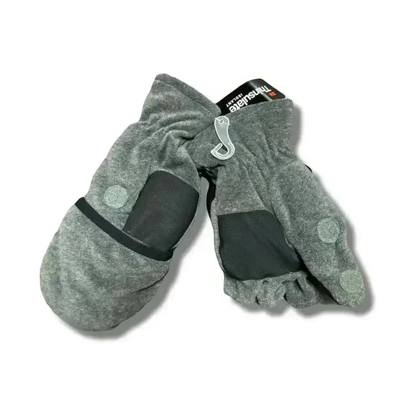 Unisex Gray 3M Thinsulate Winter Mittens M Warm Casual - Picture 5 of 7